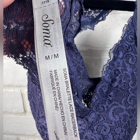NWT Soma Bralette Lace Racerback Pullover M Medium Navy Blue #0376 - Picture 7 of 10